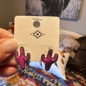 Pink Cactus Earrings